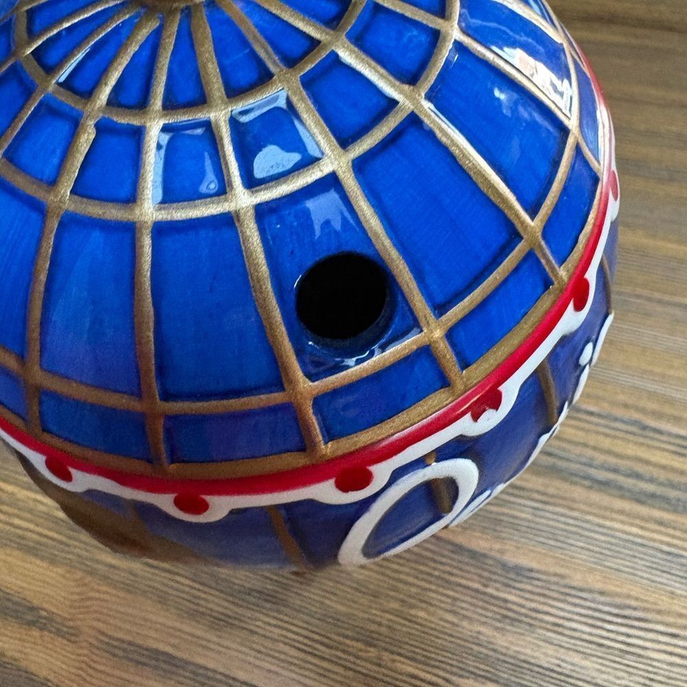Vintage Souvenir Paris Las Vegas Blue and Red Paris Globe Drinking Lidded Cup - Picture 11 of 12